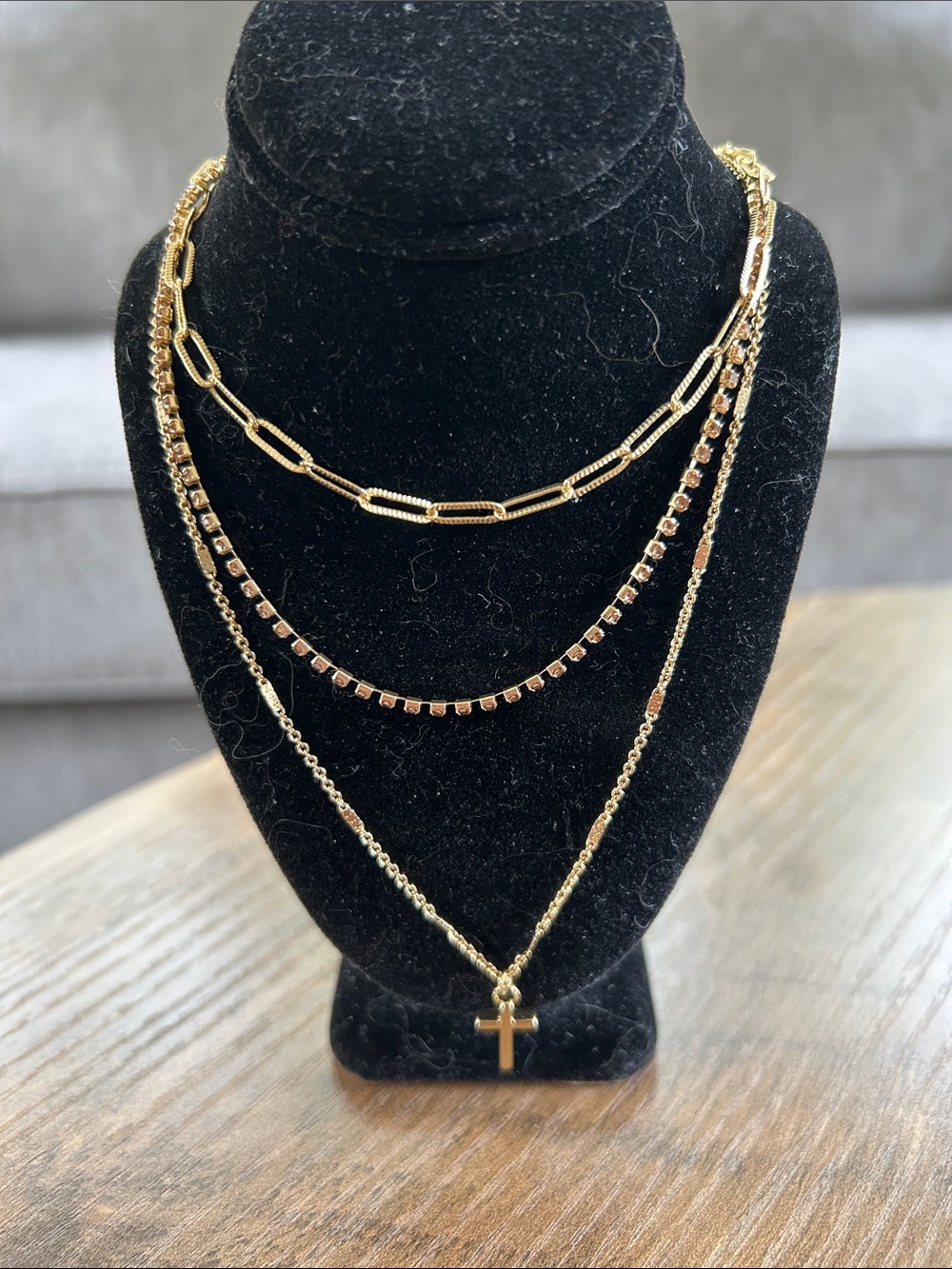 Panacea Cache Gold Layered Cross Pendant Necklace Set